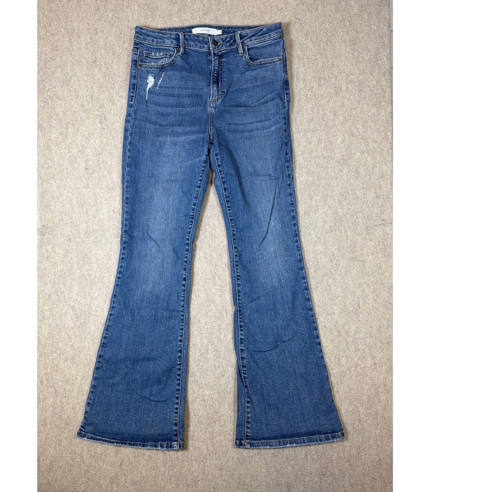 k313. Hidden Jeans Retro Distressed Flare Leg Denim Medium Wash Size 31